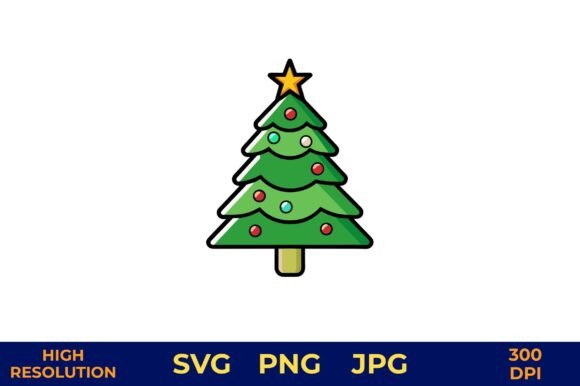 Cartoon Christmas Tree with Star Illustrations Review