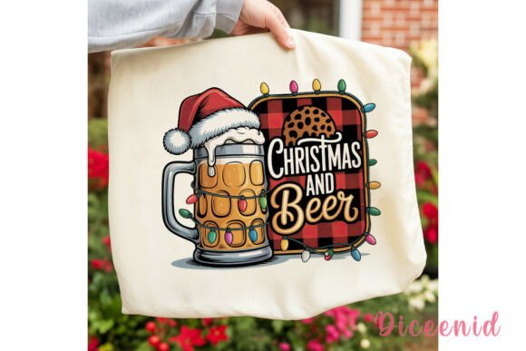 Christmas Beer Buffalo Plaid PNG Clipart: Illustrations for Branding