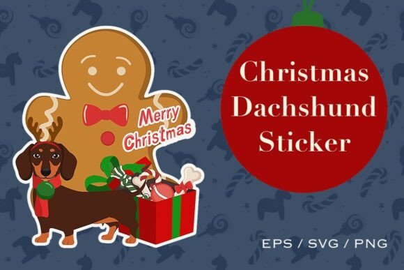 Christmas Dachshund Sticker: Festive Illustrations