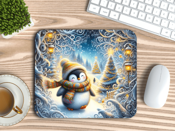 Christmas Penguin Forest Mousepad PNG: Festive Illustrations