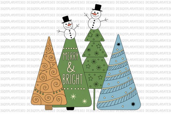 Christmas Tree Png, Merry and Bright Illustrations