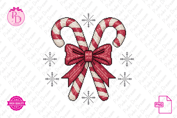 Cute Christmas Candy Cane Bow Png: Holiday Illustrations