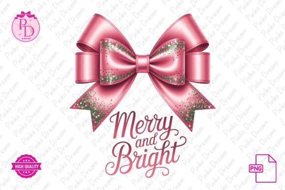 Cute Glitter Pink Coquette Christmas Png & Illustrations