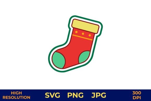Red and Green Christmas Stocking Vector Illustrations