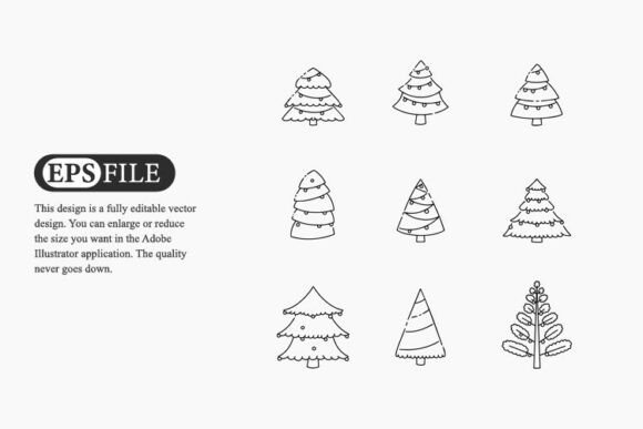 Review: Christmas Tree Doodle Line Vector Illustrations