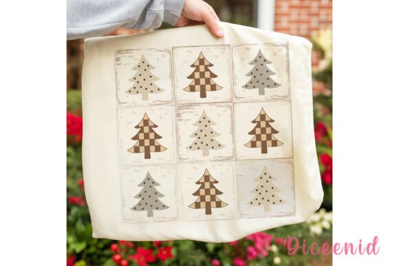 Rustic Christmas Tree Grid PNG: Festive Illustrations