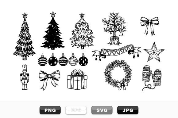 Vintage Christmas Tree Clipart Set: Illustrations Review